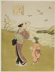 The Jewel River of Plovers (Chidori no Tamagawa), fra en serie uten tittel med Six Jewel Rivers av Suzuki Harunobu
