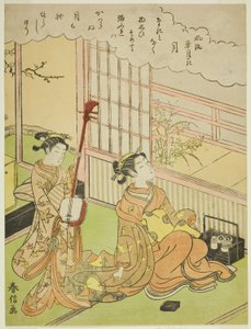 The Moon (Tsuki), fra serien "Fashionable Scenes of Snow, Moon and Flowers (Furyu setsugekka)" av Suzuki Harunobu