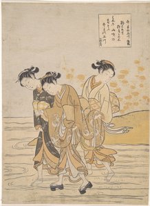 The Oriental Arts: The Tama River at Ide, Yamashiro Province par Harunobu, Suzuki (1724-1770), ca.1768. Fargetresnitt, 27,3x18,9. Privat samling av Suzuki Harunobu