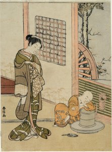 The Sleeping Tea-Boy (parodi på Hokaso) av Suzuki Harunobu