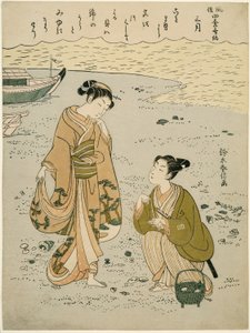 Den tredje måneden (Sangatsu), fra serien "Popular Versions of Immortal Poets in Four Seasons (Fuzoku shiki kasen)" av Suzuki Harunobu