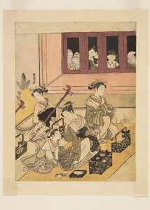 The Watchers and the Watched (treblokktrykk i farger) av Suzuki Harunobu