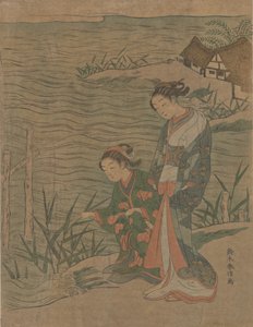To unge damer ved kysten, ca. 1768., ca. 1768. av Suzuki Harunobu