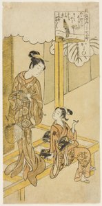 Visiting (Kayoi), from the series "The Seven Fashionable Aspects of Komachi (Furyu yatsushi nana Komachi)" av Suzuki Harunobu