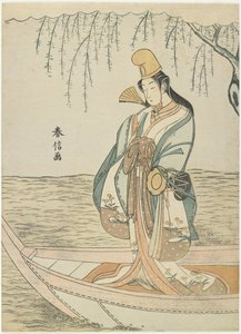 Kvinne i en Asazuma-båt i skikkelse av Shirabyo_shi, ca. 1767 av Suzuki Harunobu