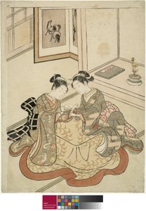 Unge kvinner som leker kattens vugge, ca. 1767-68 av Suzuki Harunobu