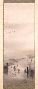 Yoshiwara And Shinagawa (blekk, farge og gull på silke) av Suzuki Kiitsu