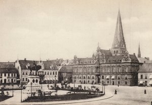 Sverige / Sverige: Skåne, Malmö, Stortorget og Radhuset (s/hvitt foto) av Swedish Photographer