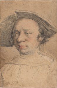Portrett av en mann i en bredbremmet hatt av Swiss 16th Century after Hans Holbein the Younger