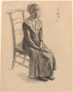 Sittende jente i bondedrakt av Swiss 19th Century