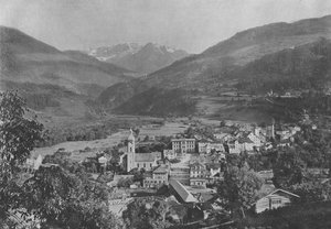 Ilanz, generell visning (s/hvitt bilde) av Swiss Photographer