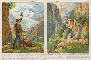Alpescener (chromolitho) av Swiss School