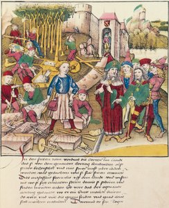 Stiftelsen av byen Bern i 1191 miniatyr fra Spiezer Bilderchronik, Sveits av Swiss School