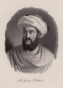 Johann Ludwig Burckhardt , sveitsisk reisende og geograf (gravering) av Swiss School
