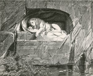 Monument i Luzern til de sveitsiske vaktene som falt mens de forsvarte den kongelige familien i Frankrike, 10. august 1792 av Swiss School
