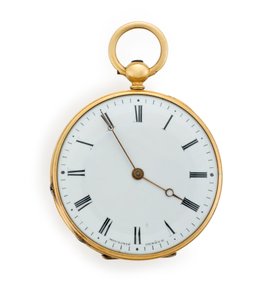Moulinie lommeur med åpen nøkkelviklet sylinder, Geneve, gravert 30. juni 1846 (gull) av Swiss School