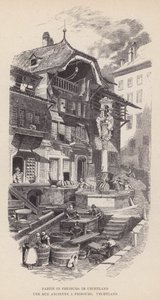 Del i Freiburg im Uechtland, An Ancient Street i Fribourg, Uechtland (gravering) av Swiss School