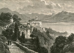 Pilegrimskirken til Madonna Del Sasso, nær Locarno av Swiss School