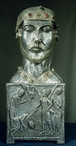 Relikviehode for St. Candidus, ca. 1165 (gull og sølv)