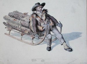 Sledger fra Berne-distriktet, tidlig på 1800-tallet (fargegravering) av Swiss School