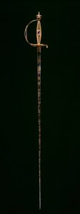 Small-Sword, ca. 1790-1800 (gull med blå gjennomskinnelig emalje, etset, blånet og forgylt stål) av Swiss School