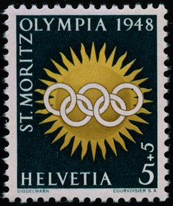 Frimerke til minne om vinter-OL i 1948