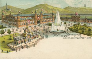 Skytefestivalen i 1895 i Winterthur, Sveits (farge litho) av Swiss School
