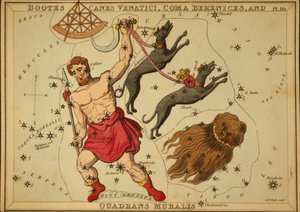 Bootes Canes Venatici, Coma Berenices og Quadrans Muralis, illustrasjon fra 