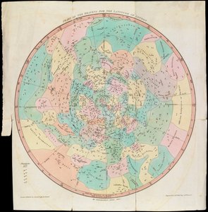 Himmelkart for Londons breddegrad, Uranias speil eller et syn på himmelen, ca. 1825 (kort, papir, silkepapir, gravering)