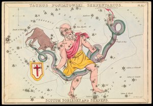 Taurus Poniatowski, Serpentarius, Scutum Sobiesky and Serpens, ca. 1825 (kort, papir, vev) av Sydney Hall