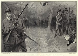 En skytefest på Sandringham, kongen og hans gjester, den tyske keiseren, i Horseshoe Drive