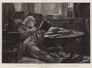 Et fredens tempel, Mr Gladstone i biblioteket på Hawarden Castle