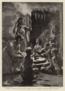 Armenia etter massakrene, Yoruk Girls sliping Bulgoor nær Devrishia av Sydney Prior Hall