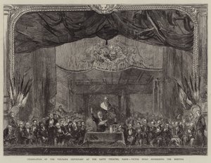 Feiring av Voltaires hundreårsjubileum på Gaite Theatre, Paris, Victor Hugo taler til møtet av Sydney Prior Hall