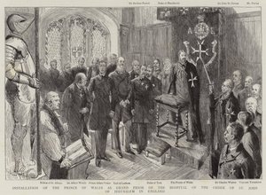 Installasjon av prinsen av Wales som storprior for Hospital of the Order of St John of Jerusalem i England av Sydney Prior Hall