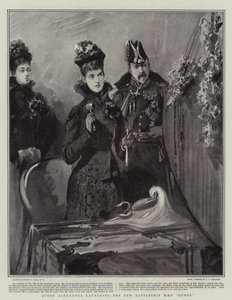 Dronning Alexandra lanserer det nye slagskipet H M S Queen av Sydney Prior Hall