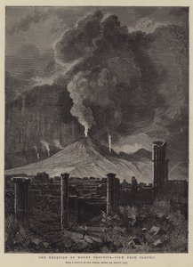 Vesuv-utbruddet, utsikt fra Pompeii av Sydney Prior Hall