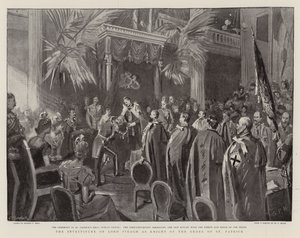 The Investiture of Lord Iveagh som ridder av St. Patricks orden av Sydney Prior Hall