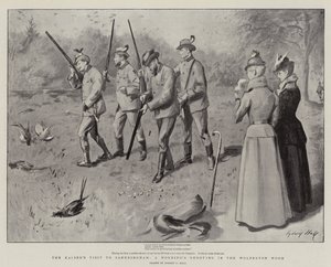 Kaisers besøk til Sandringham, en morgenskyting i Wolferton-skogen av Sydney Prior Hall