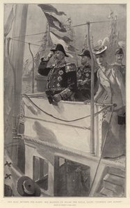 Kongen vurderer sin flåte, Hans Majestet ombord på Royal Yacht Victoria og Albert