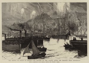 Prinsen av Wales i Sverige, yachtenes retur etter regattaen nær Stockholm av Sydney Prior Hall