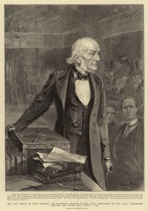 Den siste talen som statsminister, herr Gladstone som talte om Herrens endringer i lovforslaget om lokale myndigheter (England og Wales), 1. mars 1894 av Sydney Prior Hall