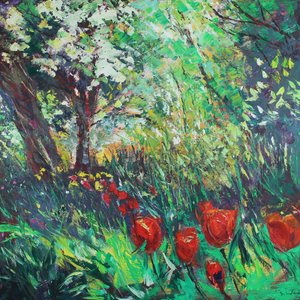 Tulipaner og skog