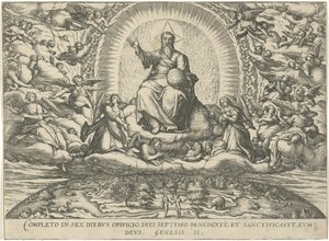 God rust op de zevende dag Figurer og bilder av bøker (serietittel) av Symon Novelanus (attributed to)