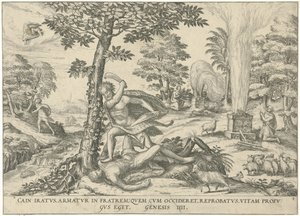 Kain og Abel Figurer og bilder av bøker (serietittel) av Symon Novelanus (attributed to)