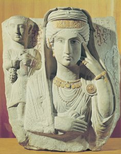 Begravelsesrelieff med en kvinneskikkelse, fra Palmyra, Syria av Syrian School