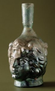 'Rohnsches' glass, duftflaske i form av et hode, syrisk 2.-3. århundre (glass)