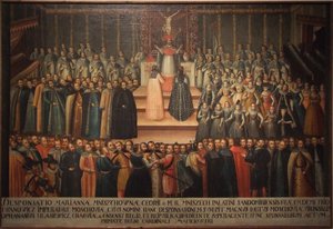 Forlovelsen in absentia av Marina Mniszech og False Demetrius i Krakow 12. november 1605, jarl av Szymon Boguszowicz
