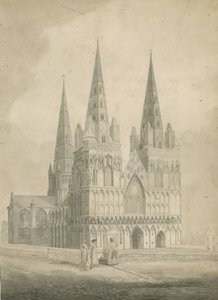 Lichfield Cathedral - West Front: sepia-tegning, nd [1782]