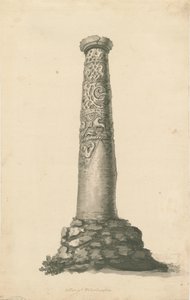 Wolverhampton - saksisk søyle i St. Peters kirkegård: sepia-tegning, nd [slutten av 1700-tallet]